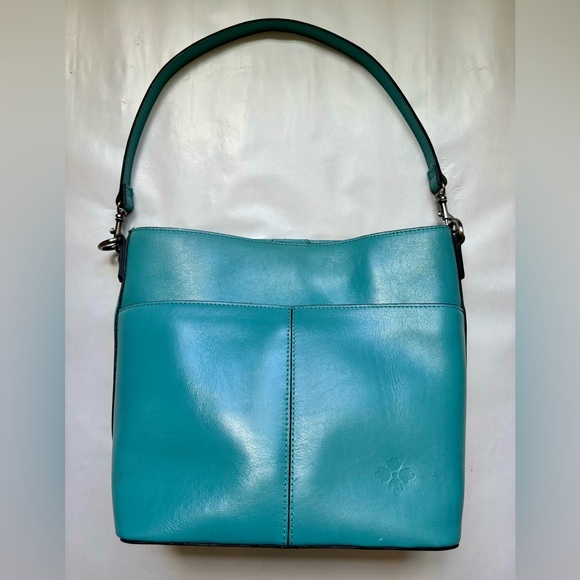 Patricia Nash Harper Tooled Leather Shoulder Bag with Crossbody Strap-Blue Grass - Picture 5 of 8